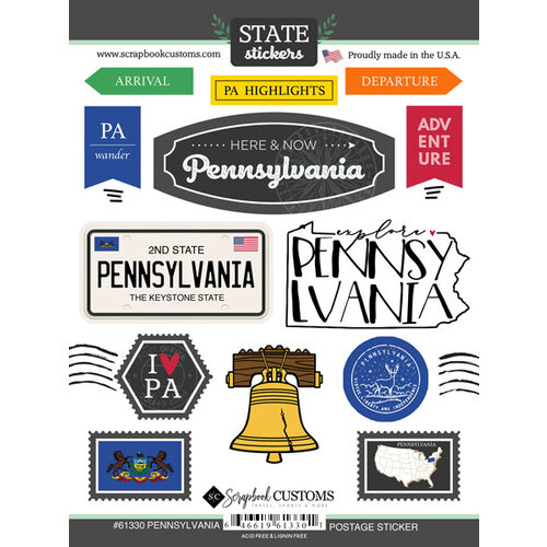 Scrapbook Customs - Postage Map Collection - Cardstock Stickers - Pennsylvania 1 Scrapbook Customs - Postage Map Collection - Cardstock Stickers - Pennsylvania
