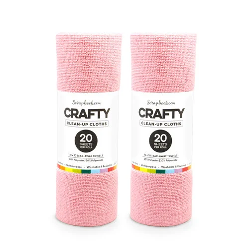Scrapbook.com - Crafty Clean-up Cloths - 10x10 Tear-Away Towels - 20 Sheet Roll - Pink - 2 Pack