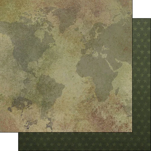Scrapbook Customs - 12 x 12 Double Sided Paper - Grunge Map 1 Scrapbook Customs - 12 x 12 Double Sided Paper - Grunge Map