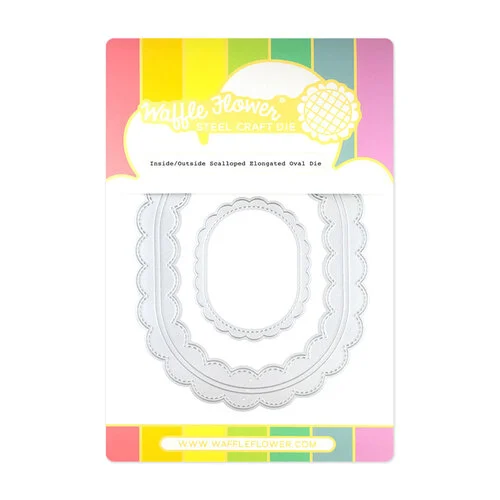 Waffle Flower Crafts - Craft Dies - Inside - Outside Scalloped Elongated Oval 1 Waffle Flower Crafts - Craft Dies - Inside - Outside Scalloped Elongated Oval