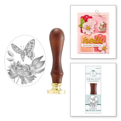 Spellbinders - Sealed Collection - Wax Seal Stamp - Peony Butterfly 1 Spellbinders - Sealed Collection - Wax Seal Stamp - Peony Butterfly