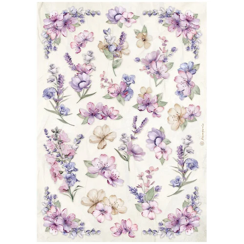 Stamperia - Lavender Collection - A4 Rice Paper - Flower Pattern