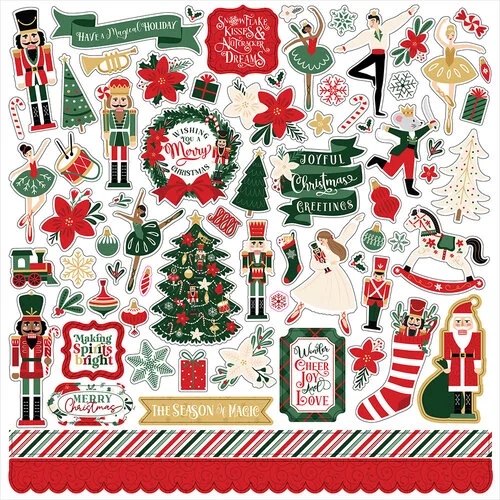 Echo Park - Nutcracker Christmas Collection - 12 x 12 Cardstock Stickers - Elements