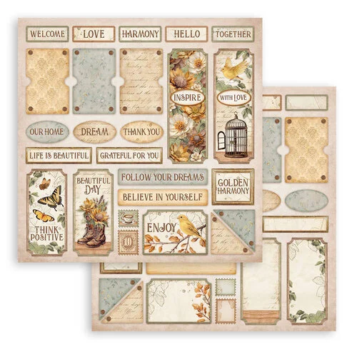 Stamperia - Golden Harmony Collection - 8 x 8 Paper Pad 11 Stamperia - Golden Harmony Collection - 8 x 8 Paper Pad