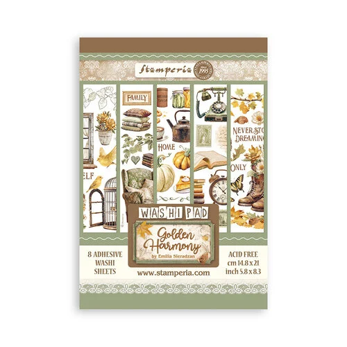 Stamperia - Golden Harmony Collection - Washi Pad - 8 Sheets