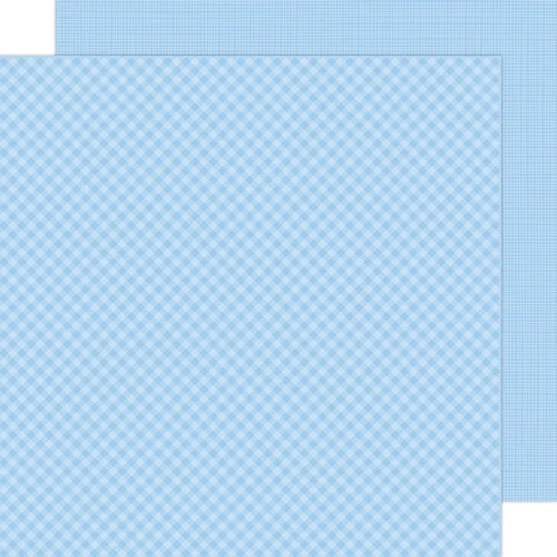 Doodlebug Design - 12 x 12 Double Sided Paper - Gingham and Linen Petite Prints - Bubble Blue