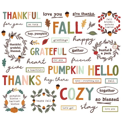 Simple Stories - Cider & Donuts Collection - Ephemera - Sentiment Bits 2 Simple Stories - Cider & Donuts Collection - Ephemera - Sentiment Bits