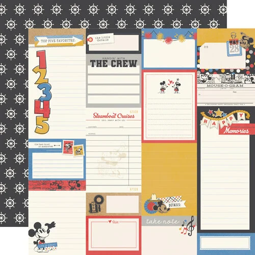 Simple Stories - Say Cheese Classic Mouse Collection - 12 x 12 Double Sided Paper - Journal Elements