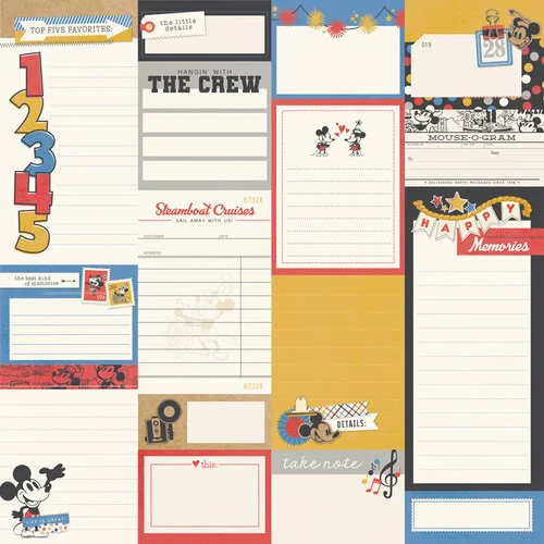 Simple Stories - Say Cheese Classic Mouse Collection - 12 x 12 Double Sided Paper - Journal Elements
