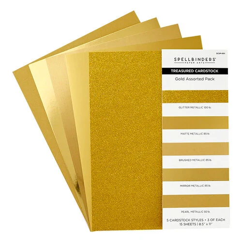 Spellbinders - Paper Pack - 8.5 x 11 - Gold Assortment - 15 Sheets 1 Spellbinders - Paper Pack - 8.5 x 11 - Gold Assortment - 15 Sheets