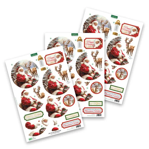 Katy Sue Designs - 3D Die Cut Decoupage Layers - Easy Pop Out Designs - Santa And Rudolph Bauble