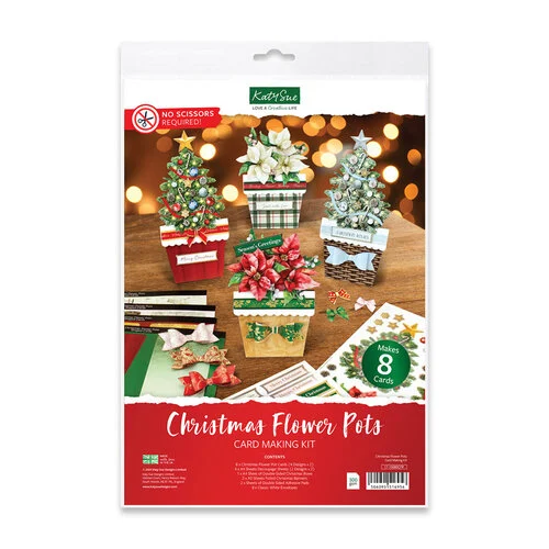 Katy Sue Designs - Card Making Kit - Christmas Flower Pots 1 Katy Sue Designs - Card Making Kit - Christmas Flower Pots