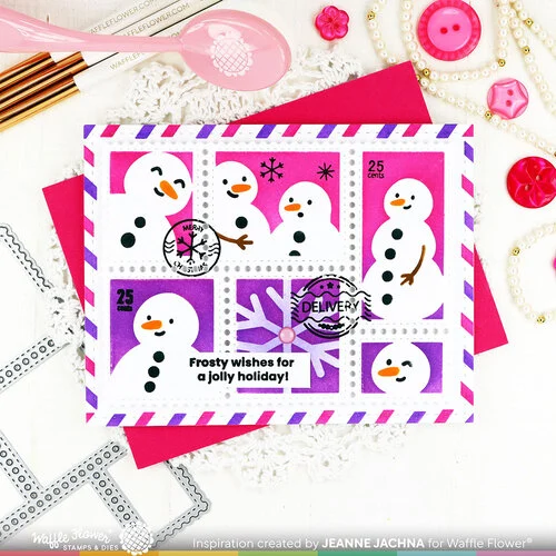 Waffle Flower Crafts - Postage Collage Collection - Stencils - Snowman