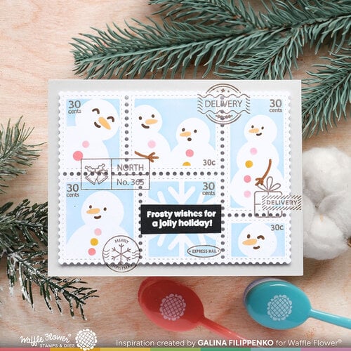 Waffle Flower Crafts - Postage Collage Collection - Stencils - Snowman