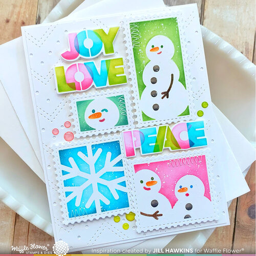 Waffle Flower Crafts - Postage Collage Collection - Stencils - Snowman