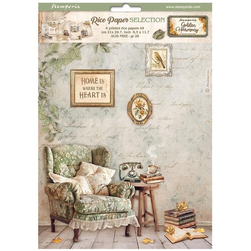 Stamperia - Golden Harmony Collection - A4 Rice Paper - 6 Pack 1 Stamperia - Golden Harmony Collection - A4 Rice Paper - 6 Pack