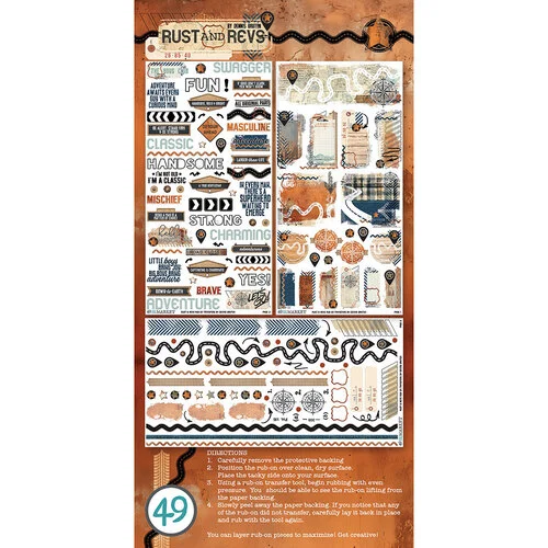 49 and Market - Rust and Revs Collection - Rub-On Transfers - Set 2 49 and Market - Rust and Revs Collection - Rub-On Transfers - Set