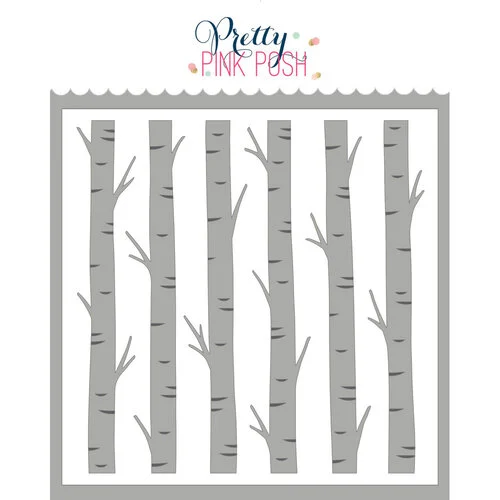 Pretty Pink Posh - Layering Stencils - Birch Trees 1 Pretty Pink Posh - Layering Stencils - Birch Trees