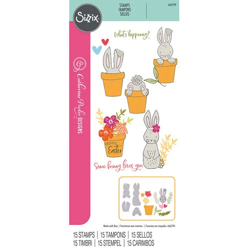 Sizzix - Catherine Pooler Designs - Clear Stamps - Bunny Bits and Blooms