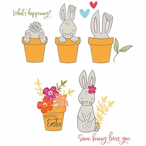 Sizzix - Catherine Pooler Designs - Clear Stamps - Bunny Bits and Blooms