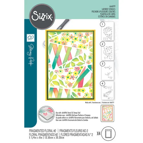Sizzix - Stacey Park - Stencils - Fragmented Floral 2 1 Sizzix - Stacey Park - Stencils - Fragmented Floral 2