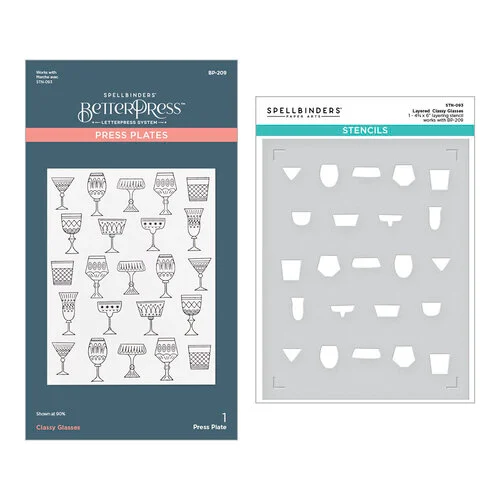 Spellbinders - Happy Hour Collection - BetterPress - Press Plates and Stencil Bundle - Layered Classy Glasses 1 Spellbinders - Happy Hour Collection - BetterPress - Press Plates and Stencil Bundle - Layered Classy Glasses