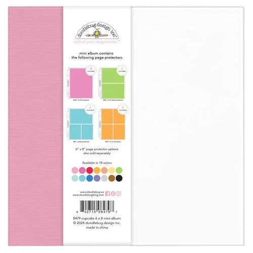 Doodlebug Design - Monochromatic Collection - 6 x 8 Album - Cupcake
