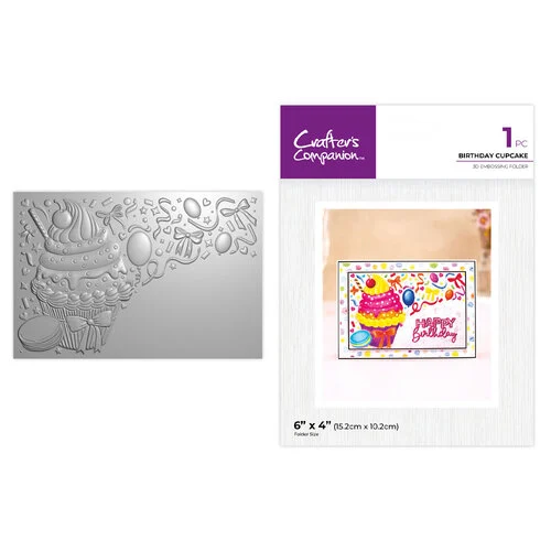 Crafter's Companion - 3D Embossing Folder - Birthday Cupcake