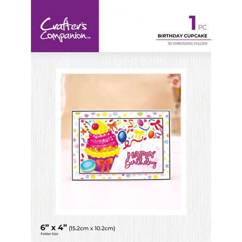 Crafter's Companion - 3D Embossing Folder - Birthday Cupcake 3 Crafter's Companion - 3D Embossing Folder - Birthday Cupcake