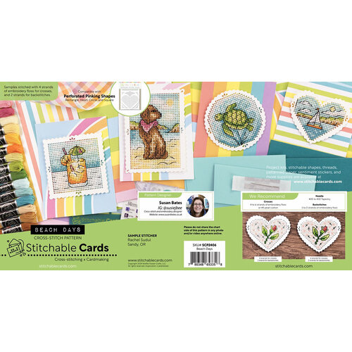 Waffle Flower Crafts - Stitchable Cards Collection - Cross Stitch Pattern Template - Beach Days