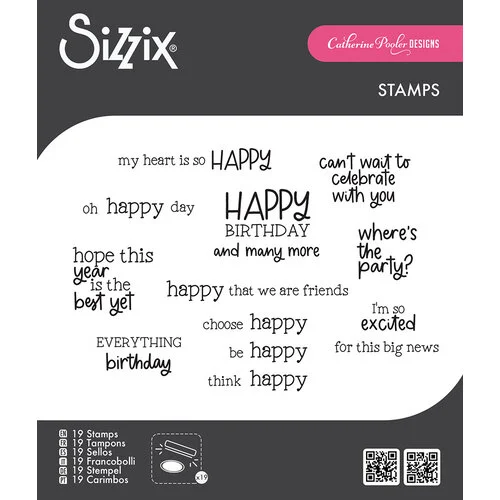 Sizzix - Catherine Pooler Designs - Clear Stamps - Happy Everything Sentiment