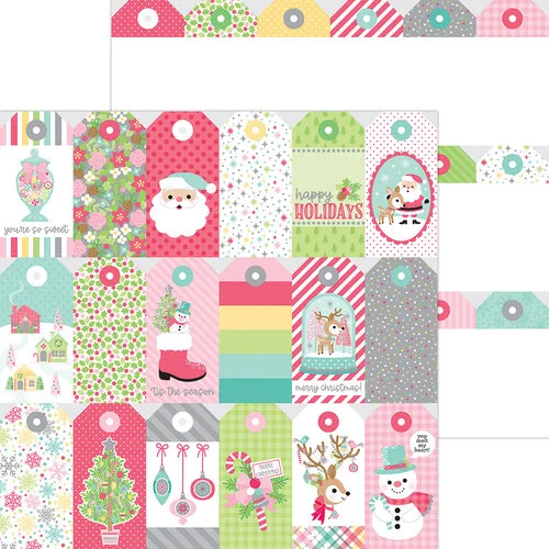 Doodlebug Design - Tinsel Time Collection - 12 x 12 Double Sided Paper - Gift Giving