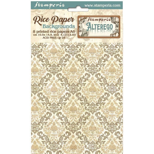 Stamperia - Alterego Collection - A6 Rice Paper - 8 Pack 1 Stamperia - Alterego Collection - A6 Rice Paper - 8 Pack