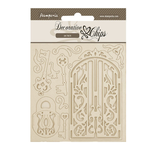 Stamperia - Old Lace Collection - Decorative Chips - Gate and Key