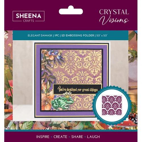 Crafter's Companion - Crystal Visions Collection - 2D Embossing Folder - Elegant Damask