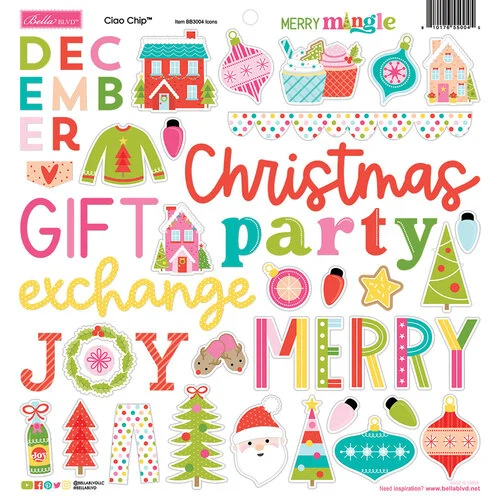 Bella Blvd - Merry Mingle Collection - Chipboard Stickers - Ciao Icons
