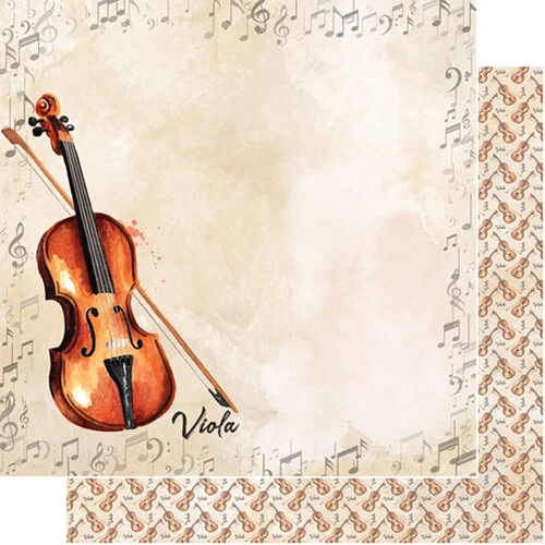 Scrapbook Customs - 12 x 12 Double Sided Paper - Viola Watercolor Music