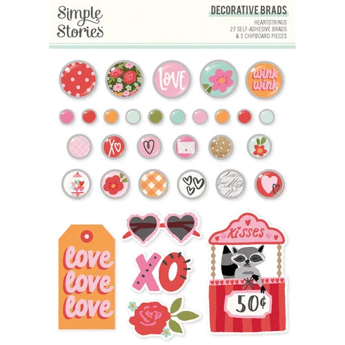 Simple Stories - Heartstrings Collection - Self Adhesive Decorative Brads 1 Simple Stories - Heartstrings Collection - Self Adhesive Decorative Brads
