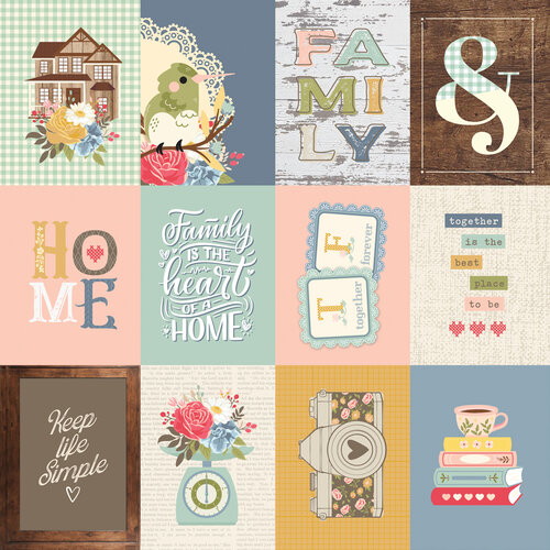 Simple Stories - Front Porch Collection - 12 x 12 Double Sided Paper - 3 x 4 Elements