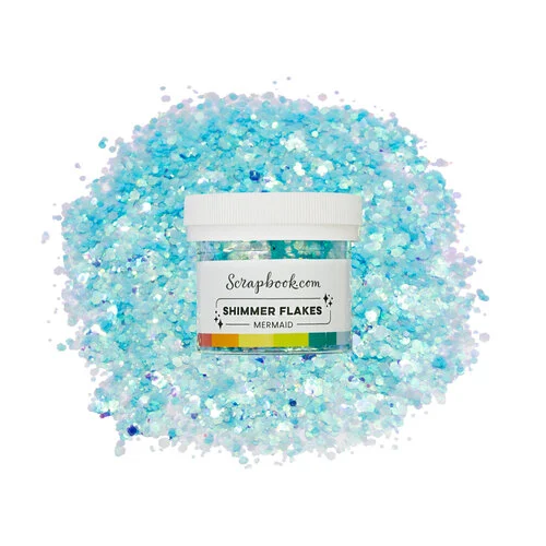 Scrapbook.com - Shimmer Flakes - Mermaid - Aqua - 2 oz Shaker Jar