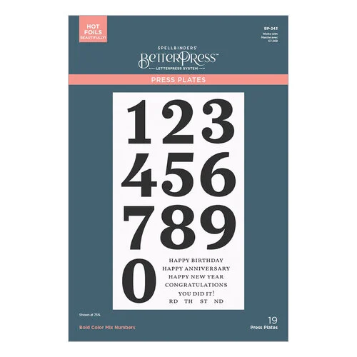 Spellbinders - BetterPress Collection - Press Plates - Bold Color Mix Numbers 2 Spellbinders - BetterPress Collection - Press Plates - Bold Color Mix Numbers