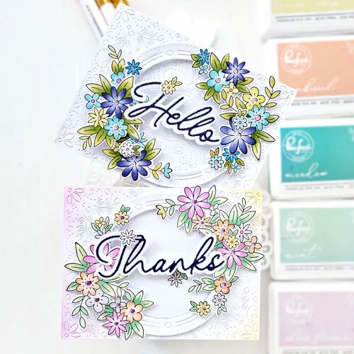 Pinkfresh Studio - Gentle Greetings and Greenery Collection - Dies - Basic Sentiments