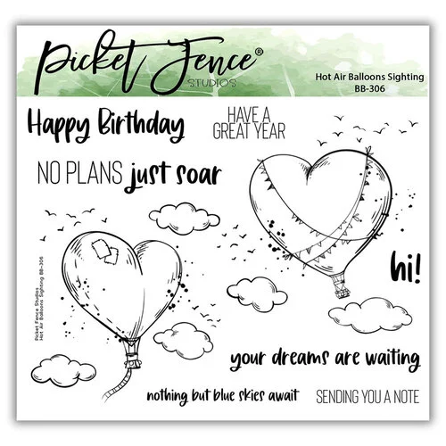 Picket Fence Studios - Clear Photopolymer Stamps - Hot Air Balloons Sighting 1 Picket Fence Studios - Clear Photopolymer Stamps - Hot Air Balloons Sighting