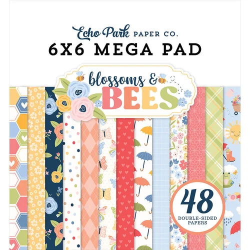 Echo Park - Blossoms And Bees Collection - 6 x 6 Mega Paper Pad 1 Echo Park - Blossoms And Bees Collection - 6 x 6 Mega Paper Pad