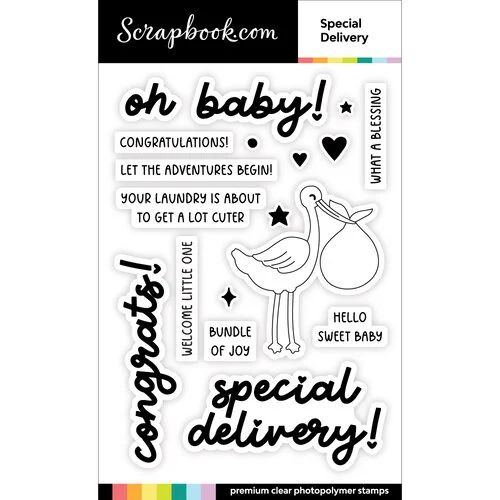 Scrapbook.com - Clear Photopolymer Stamp Set - Darling - Baby - Special Delivery