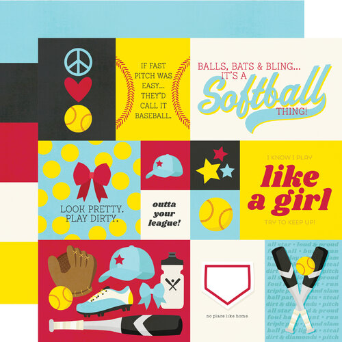 Simple Stories - Softball Collection - 12 x 12 Double Sided Paper - Elements