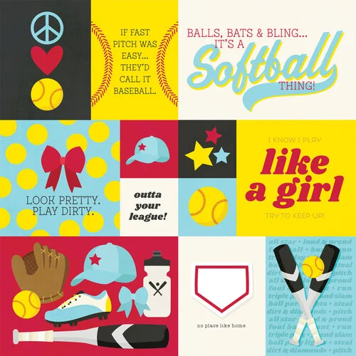 Simple Stories - Softball Collection - 12 x 12 Double Sided Paper - Elements