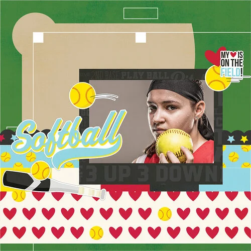Simple Stories - Softball Collection - 12 x 12 Double Sided Paper - Elements