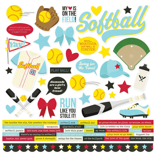 Simple Stories - Softball Collection - 12 x 12 Cardstock Stickers