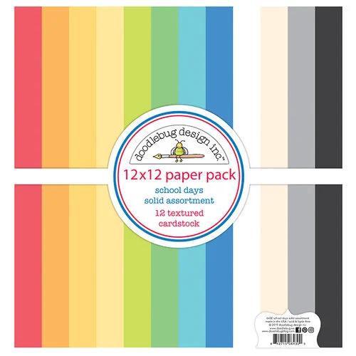 Doodlebug Design - School Days - 12 x 12 Paper Pack - Textured Cardstock Assortment 1 Doodlebug Design - School Days - 12 x 12 Paper Pack - Textured Cardstock Assortment